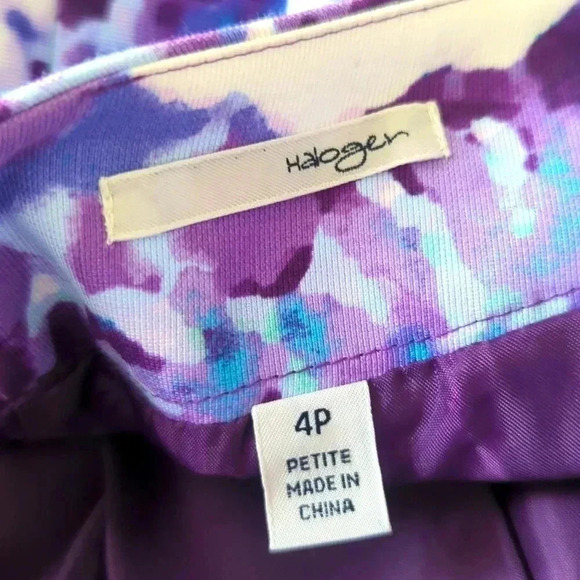 Halogen Purple Floral Print Silk Blend Mini-Skirt - Picture 5 of 5